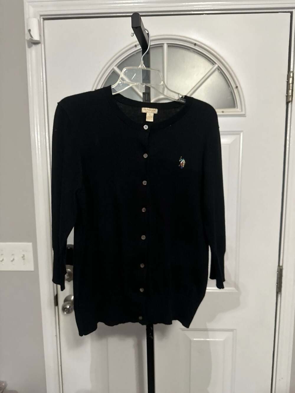 U.S. Polo Assn. Women's Black Button-Down Cardigan Sweater Size L #380
